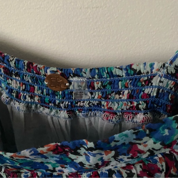 Free People One Talia Tunic Blouse Tiered Ruffle Boho Floral Top size Large - Picture 12 of 16